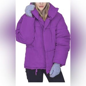 Women's Casual Short Puffer Quilted Jacket With Pocket